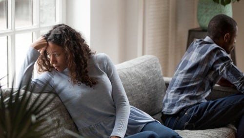 Couple experiencing emotional distance in relationship