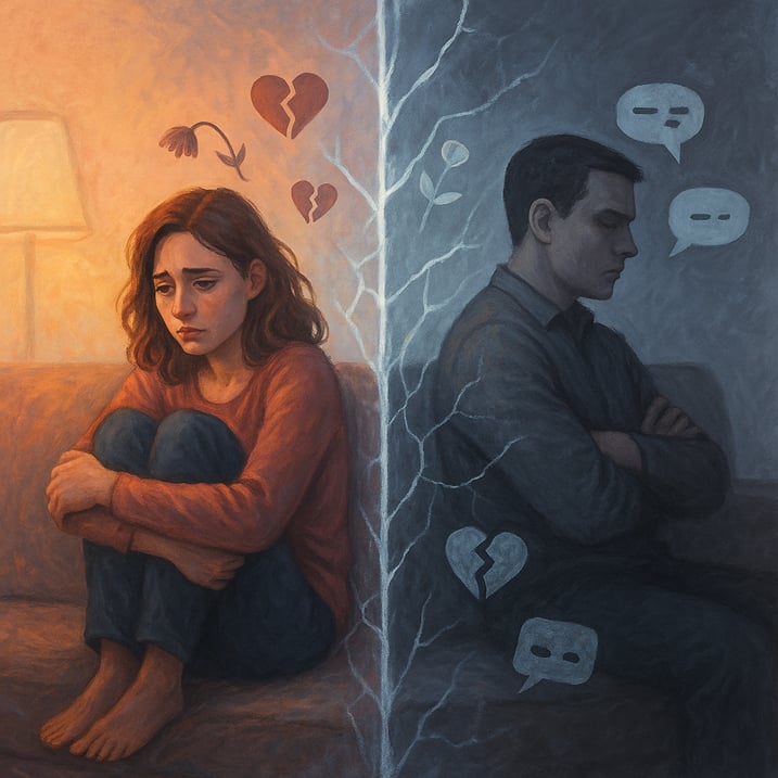 Illustration of the emotional effects of stonewalling in relationships