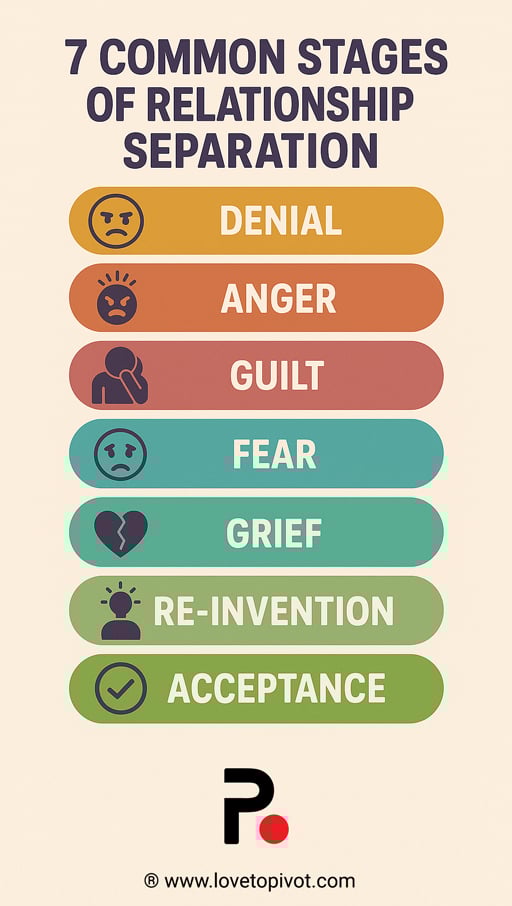 7 common stages of relationship separation infographic copyright lovetopivot.com